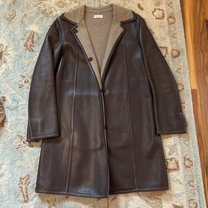 EUC Agnona leather and cashmere lined double faced coat